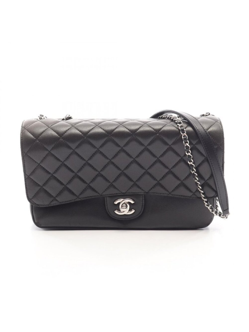 Chanel Shoulder Bag Quilted Black Lambskin Flap Chain